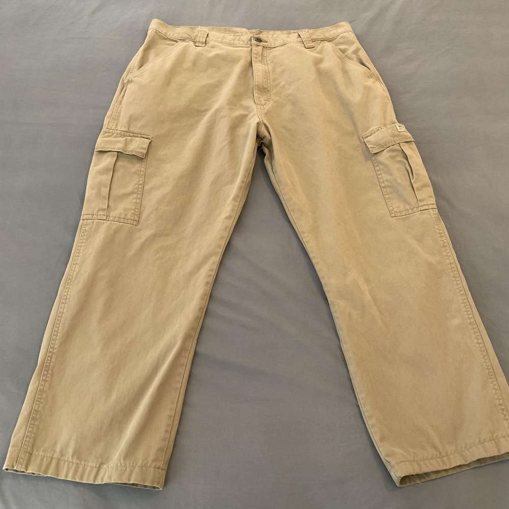 Wrangler Cargo Pants Mens 38x29 (38x26 fit) Beige Cotton Canvas Workwear Casual